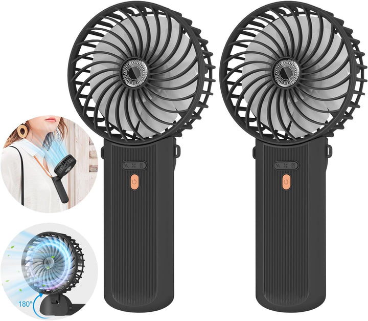 Lepwings Handventilator, 2 Stück Mini Ventilator USB Wiederaufladbar, 5,5-16 Std. Laufzeit, 4 Windge