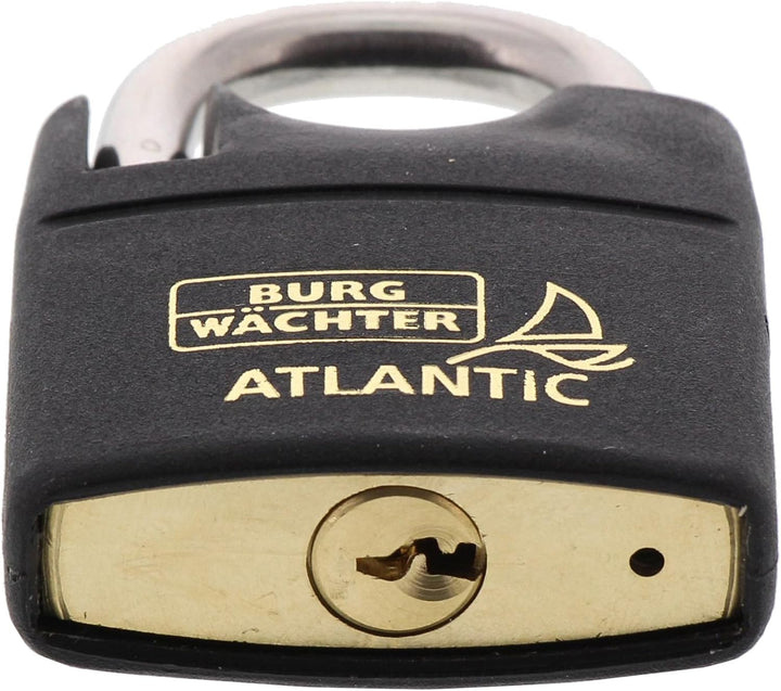 Burg-Wächter Vorhängeschloss, 6 mm Bügelstärke, 2 Schlüssel, Atlantic 217 F 40 Ni SB, Black normal,