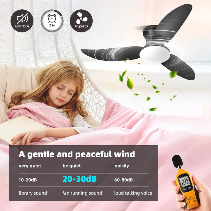 Deckenlampe mit Ventilator,Schwarz,Ø100cm App Steuerung & Fernbedienung Deckenventilator mit Beleuch