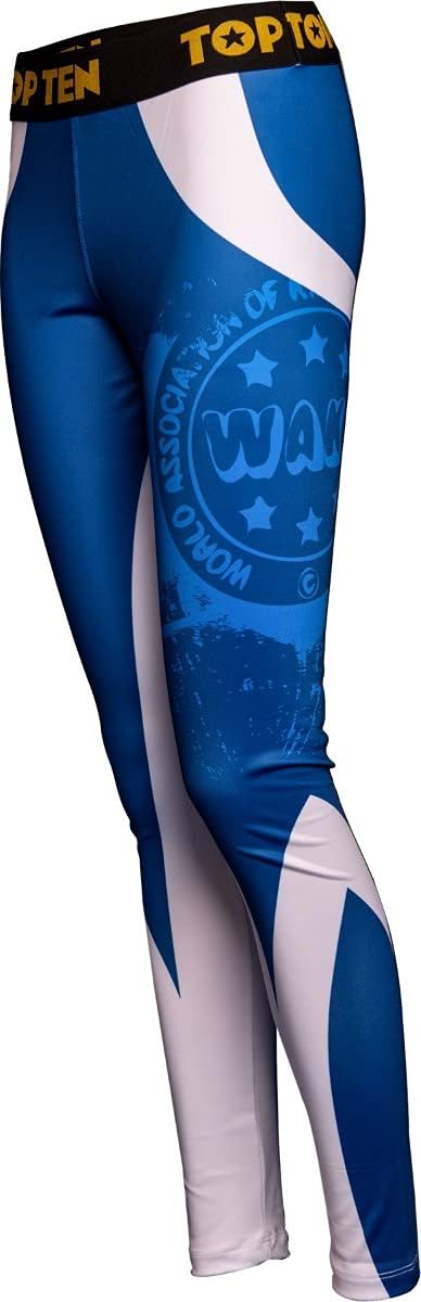 TOP TEN Leggings, Kompressionshose „WAKO Stretch“ L Blau - Weiss, L Blau - Weiss
