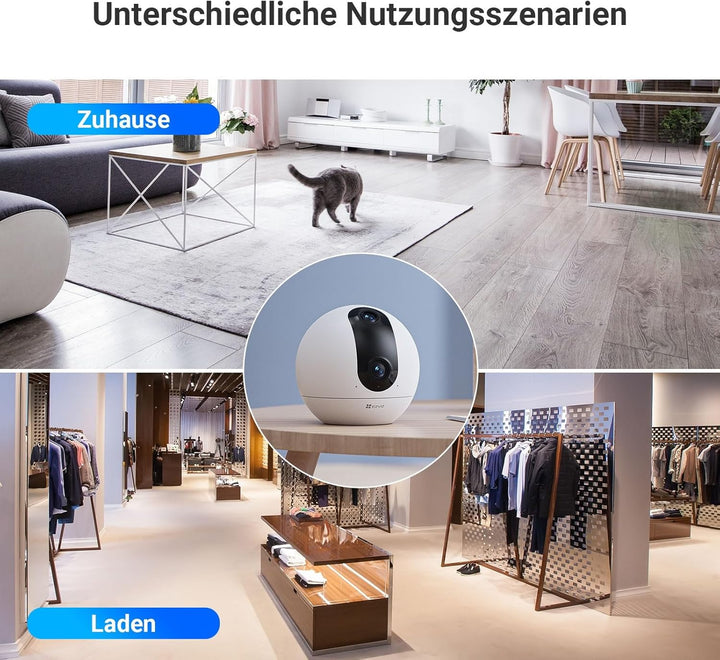 EZVIZ WLAN Überwachungskamera mit 2K+ Dual-Lens, 360° Innenkamera mit Personenerkennung und Auto-Tra
