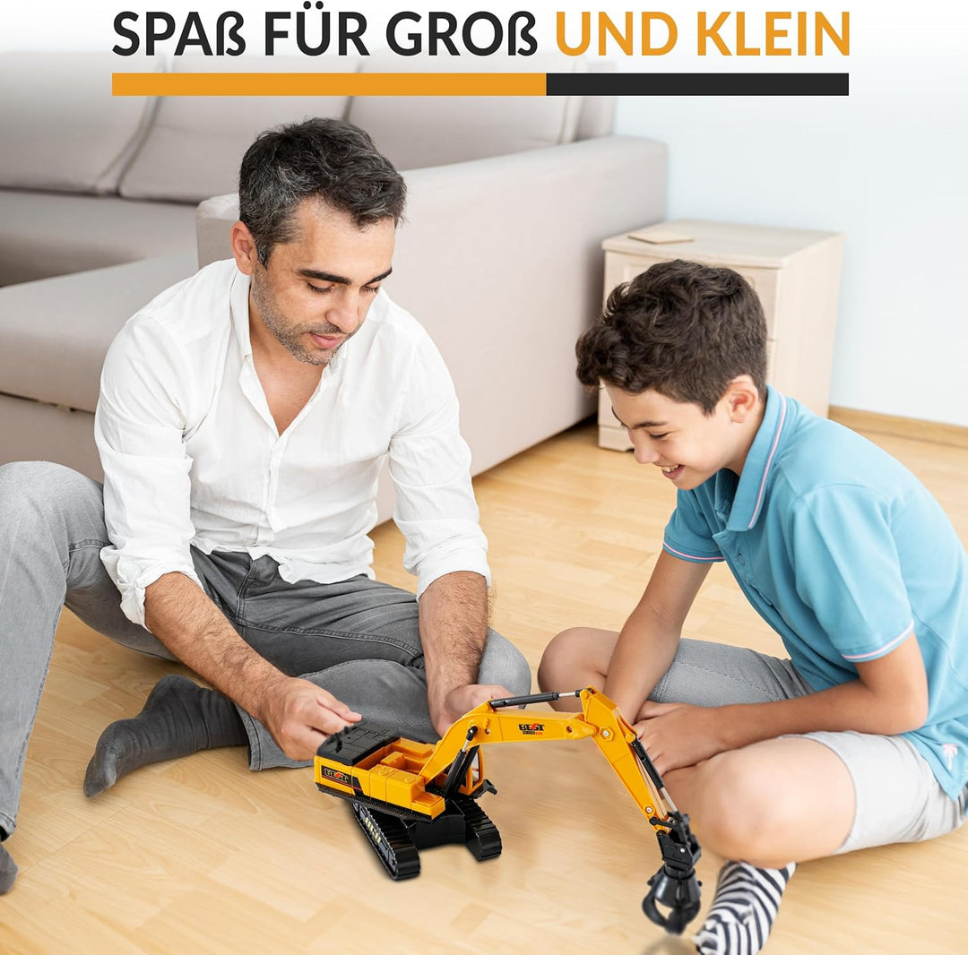 Raupenbagger Kettenbagger Baustellenfahrzeug Metall Kunststoff mit Rückzugsfunktion und Drehmechanis