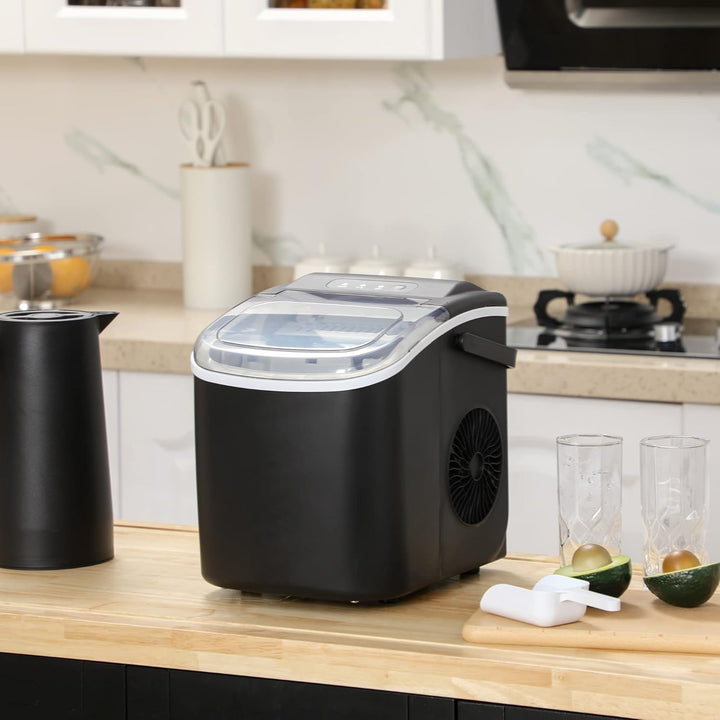 HOMCOM Eiswürfelmaschine 12 kg/24h 1,2 L Eiswürfelbereiter mit 1,3 L Wassetank Display Ice Cube Make