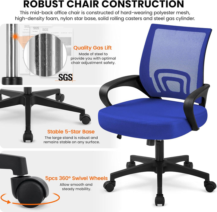 Yaheetech Bürostuhl Ergonomischer Schreibtischstuhl Drehstuhl höhenverstellbar Mesh Chefsessel mit N