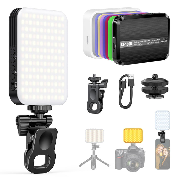156 LED Selfie Licht Handy, dimmbares Handy Licht 2500-9000K CRI 95 + 5000mAh Professionelles Videol
