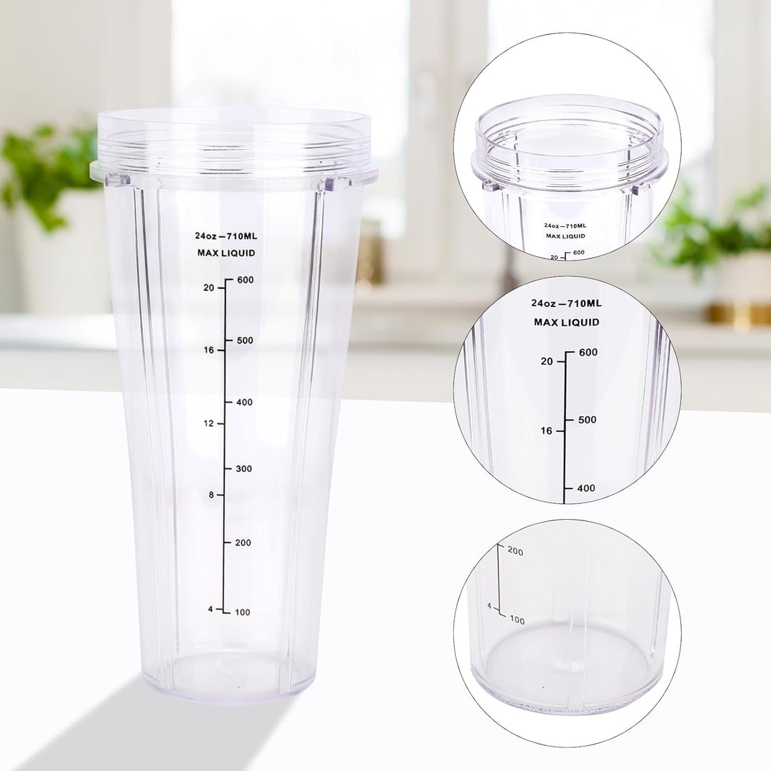 2 Stück Mixer Ersatzteile für Ninja Küchenmaschine Mixer, 24oz Ersatzbecher mit Deckel kompatibel mi