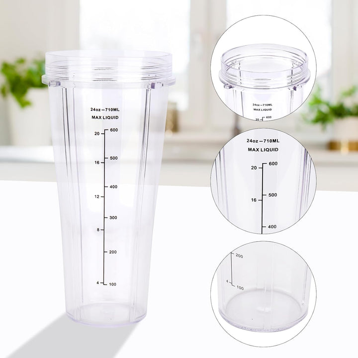 2 Stück Mixer Ersatzteile für Ninja Küchenmaschine Mixer, 24oz Ersatzbecher mit Deckel kompatibel mi
