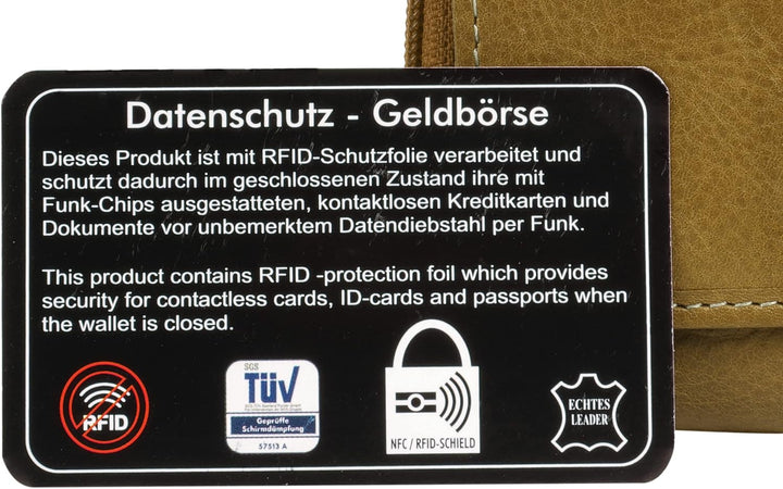 bruno banani kleine Geldbörse im Querformat Echt Leder Damen | RFID-Schutz, Clever konzipiert, Kompa