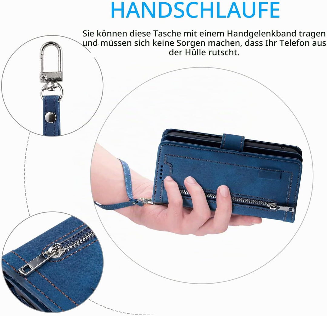 UEEBAI Hülle für Samsung Galaxy S20 FE 5G, Vintage Reissverschluss Handyhülle PU Leder Klapphülle Si