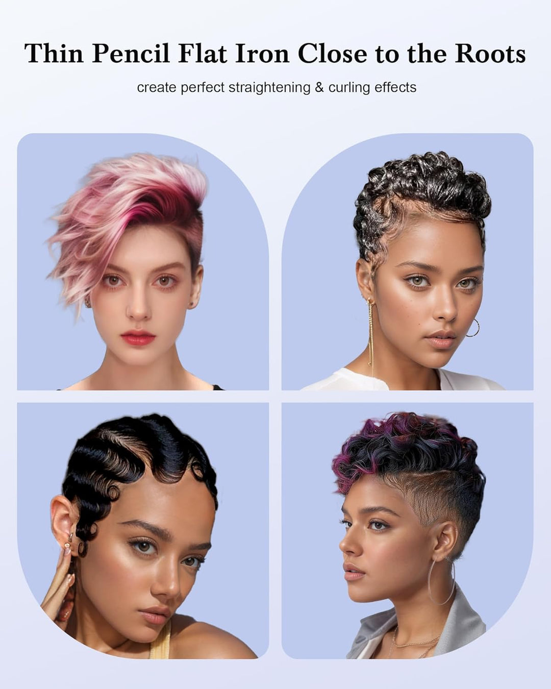 Mini Glätteisen Für Kurze Haare, 2 in 1 Haarglätter und Lockenwickler für Glätten und Locken, Schwim