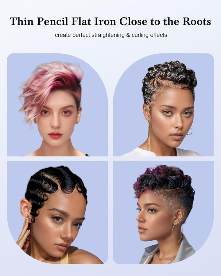 Mini Glätteisen Für Kurze Haare, 2 in 1 Haarglätter und Lockenwickler für Glätten und Locken, Schwim