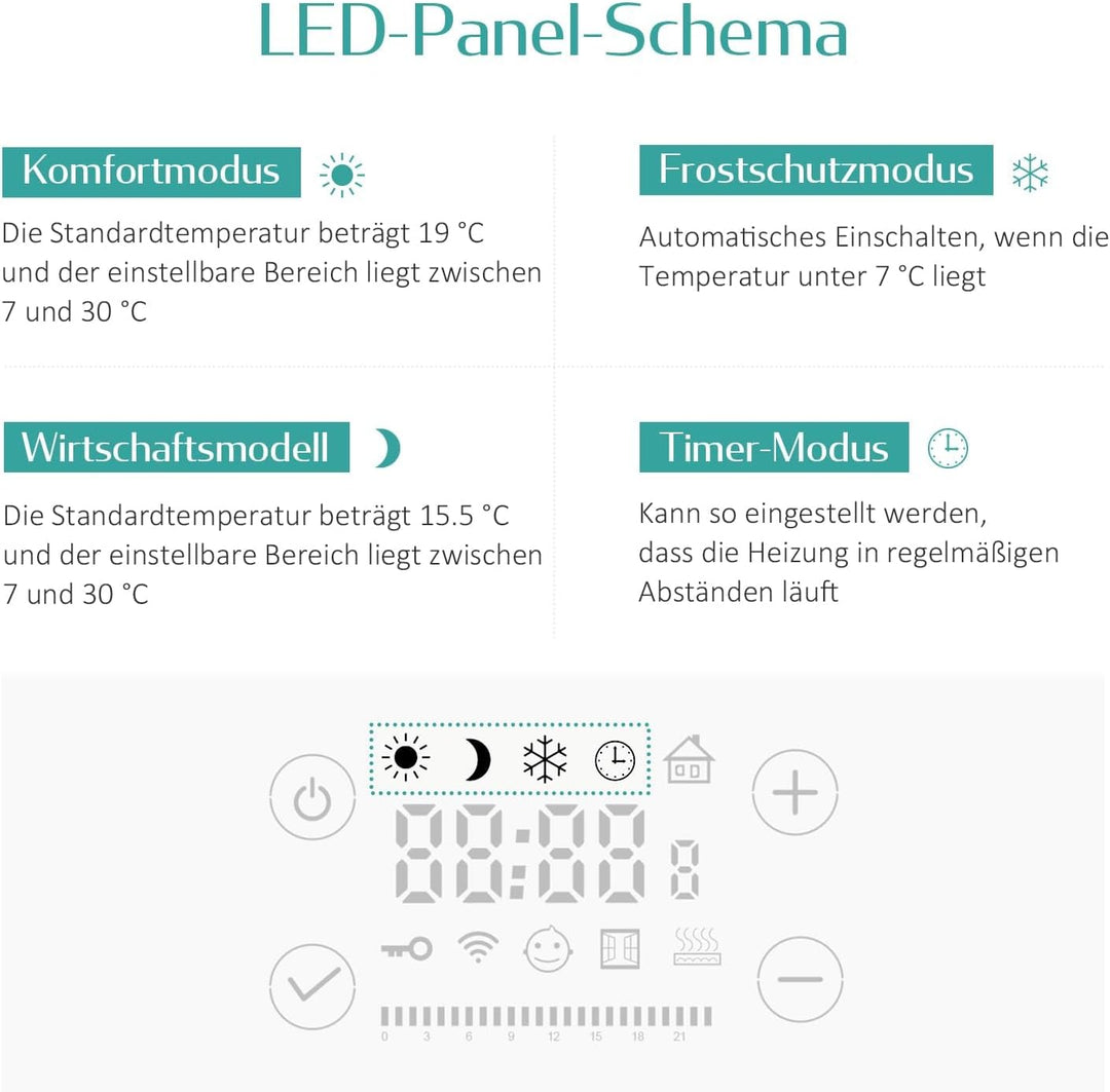 EMKE Handtuchheizkörper Elektrisch 960 x 540 mm, Elektrischer Badheizkörper mit Touchschalter Timer,