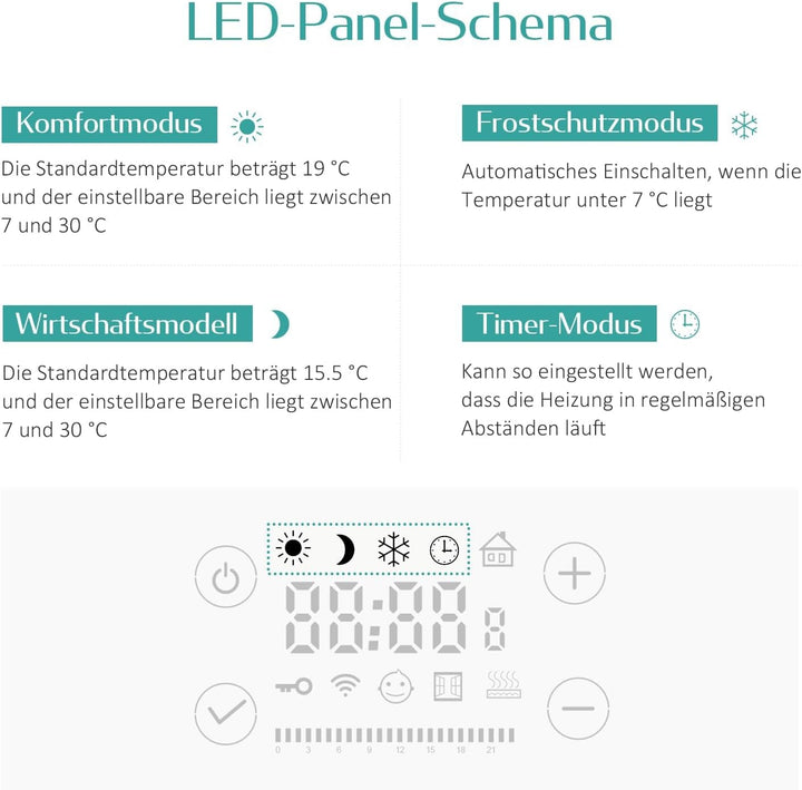EMKE Handtuchheizkörper Elektrisch 960 x 540 mm, Elektrischer Badheizkörper mit Touchschalter Timer,