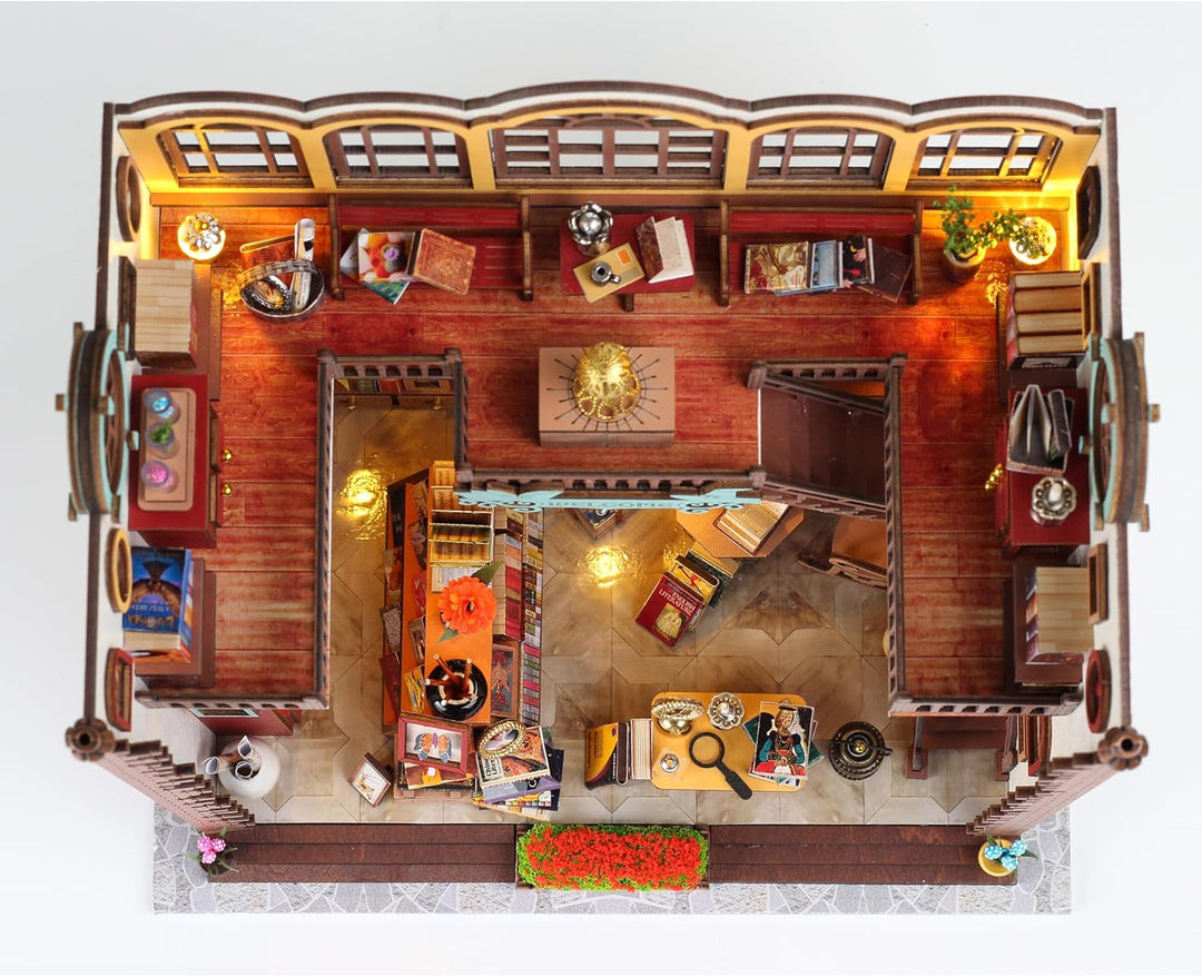 Book Nook Kit DIY Puppenhaus Holz Haus, 3D Holzpuzzle mit Sensor-LED – DIY Bücherecke Fantasy Biblio