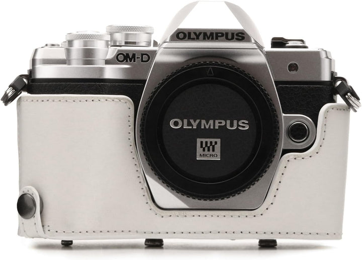 MegaGear Olympus OM-D E-M10 Mark III (14-42mm) Ever Ready Leder Kamera-Case mit Trageriemen und Batt