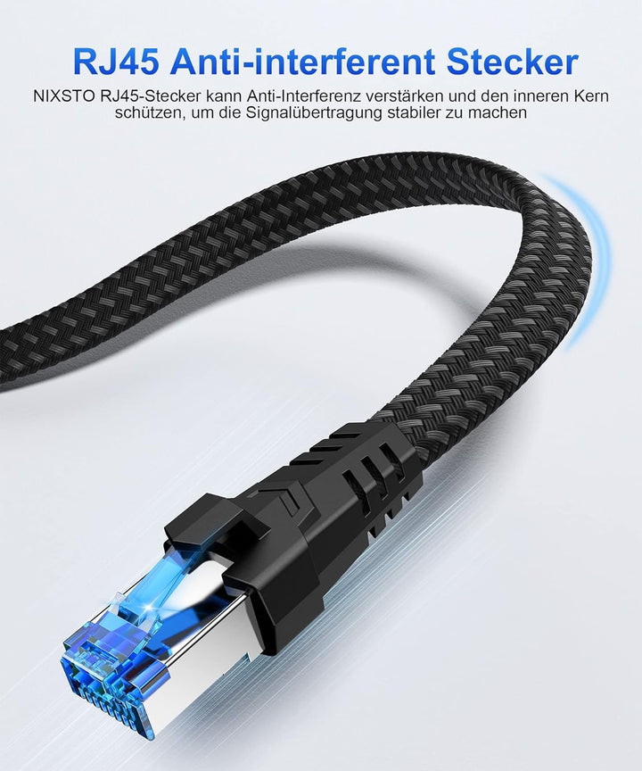 Nixsto Ethernet Kabel 25M, Cat 8 40Gbps 2000MHz Hochgeschwindigkeits Netzwerkkabel, Lang RJ45 Gigabi
