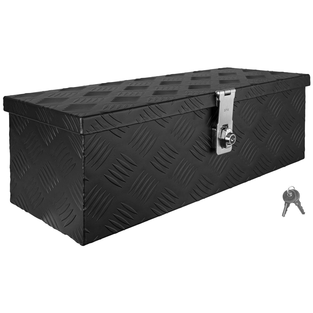 Trucky Truckbox aus Aluminium, in Schwarz, Abschliessbar, Robustes Riffelblech, Für Werkstatt, Auto,