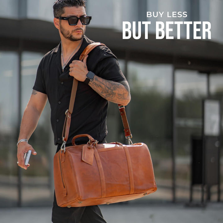 Berliner Bags Vintage Weekender Boston aus Leder, Reisetasche für Damen und Herren - Braun