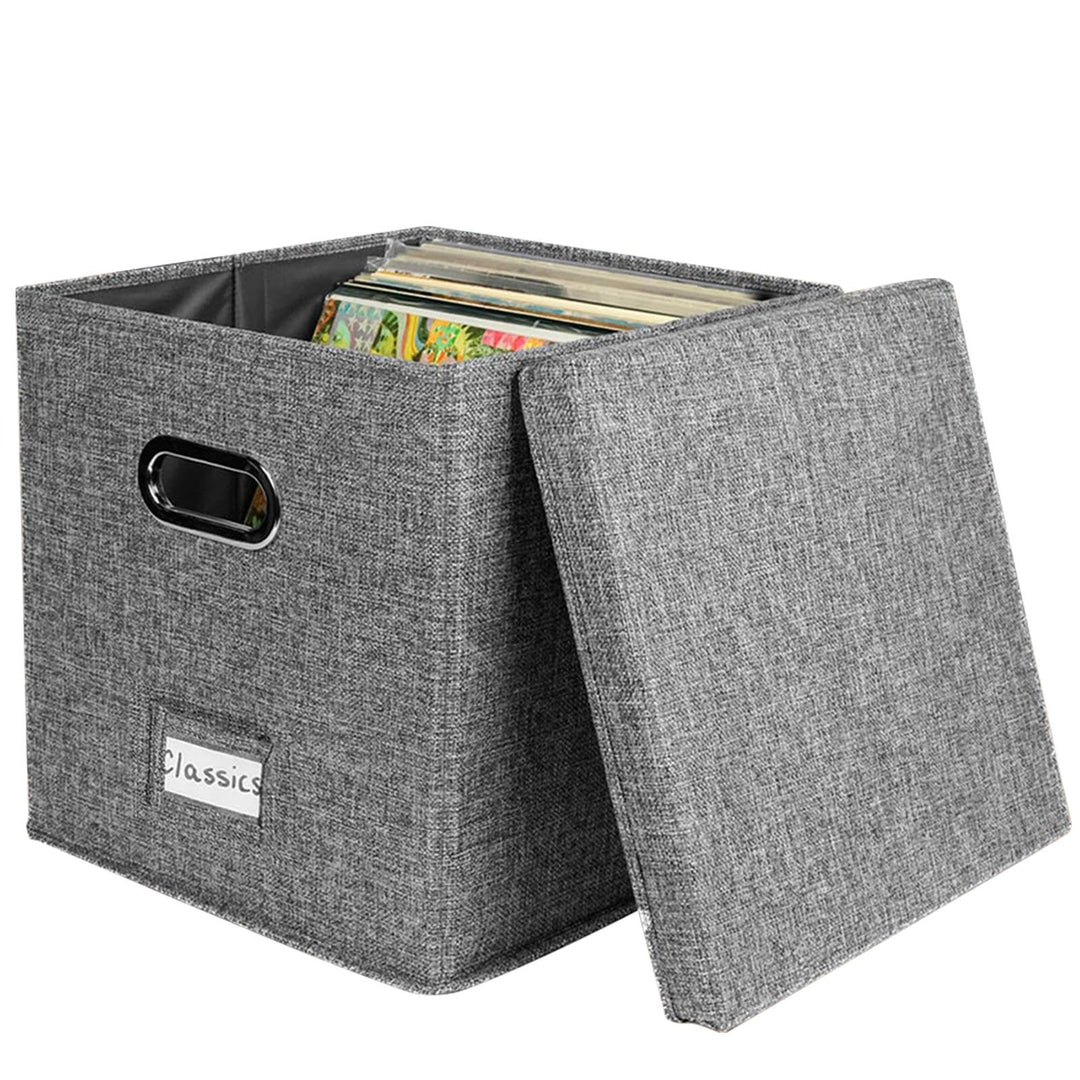 Zankie Aufbewahrungsbox Für Vinyl-Schallplatten Mit Deckel - Stapelbare LP-Aufbewahrungsboxen Für Bi