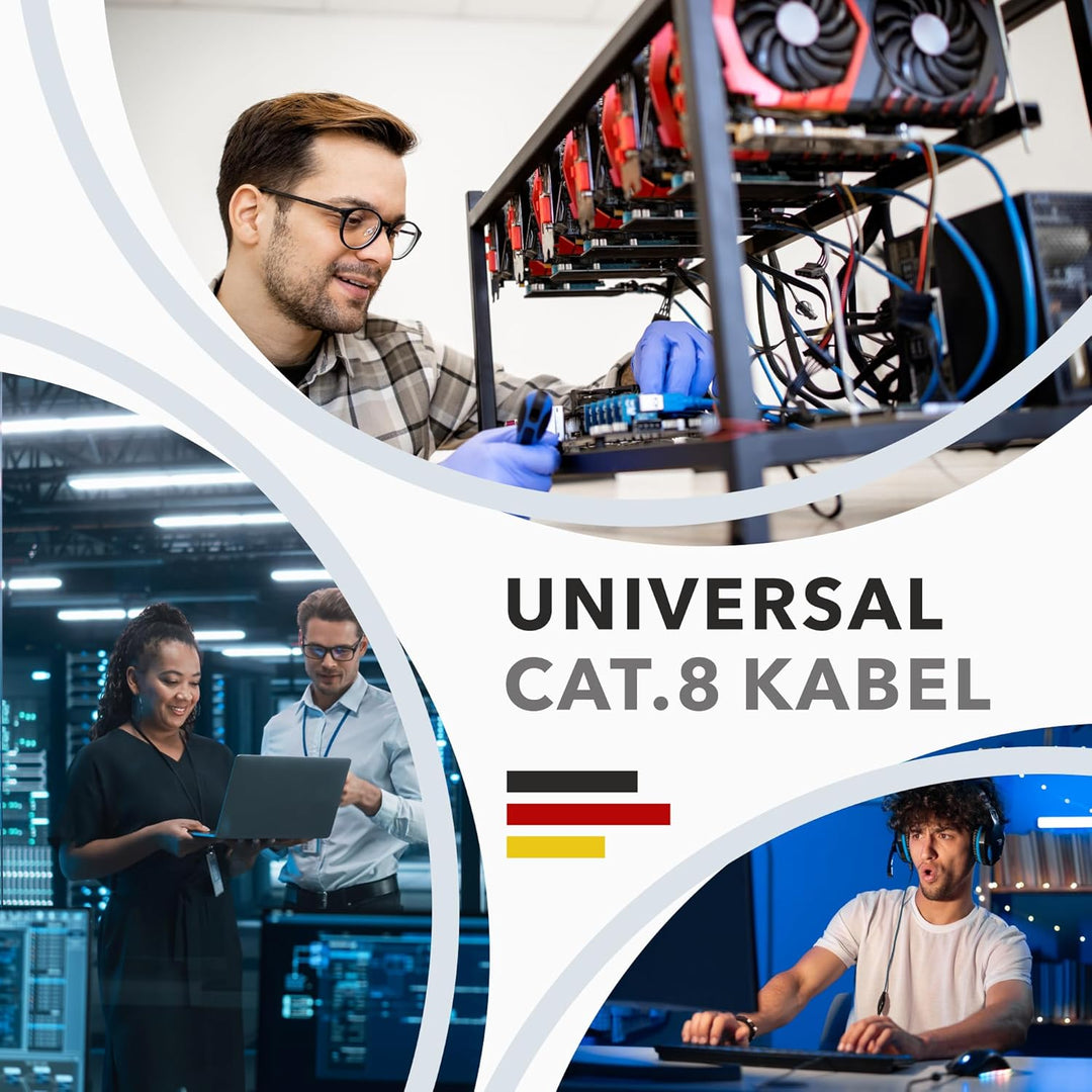 Redstar24 50m CAT 8 Verlegekabel Netzwerkkabel CAT8.1 LAN Halogenfrei Installationskabel CAT8 Kabel