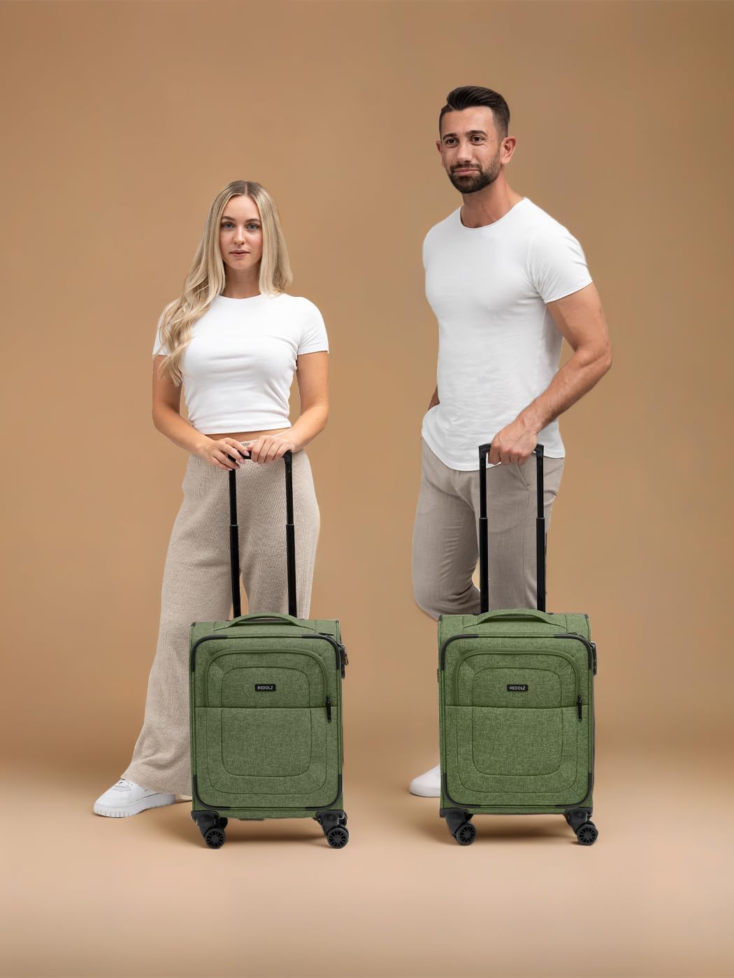 REDOLZ Cabin Weichschalen Kabinen-Koffer | Leichter Trolley mit 4 Doppelrollen für Damen & Herren 37