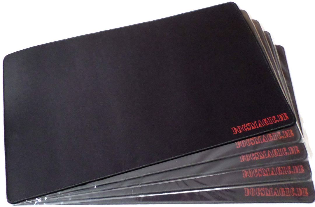 docsmagic.de 5 x Premium Playmat Black - 60 x 34 cm Stitched 3mm - Spielmatte Schwarz 5 x Spielmatte