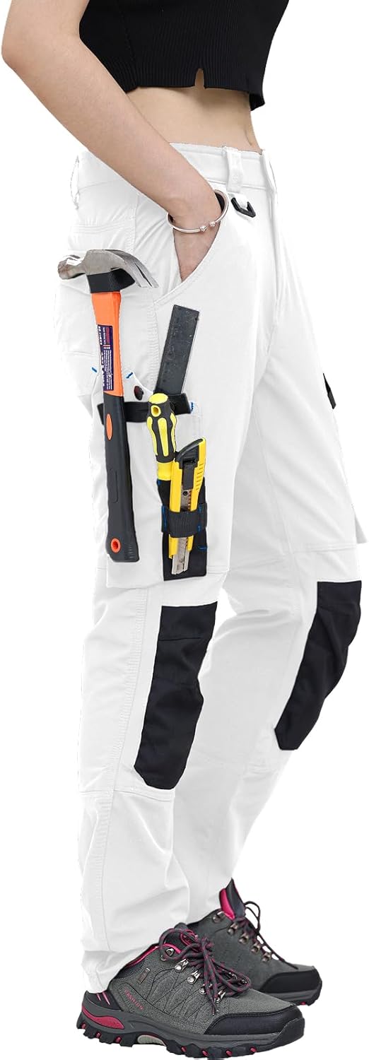 WORK IDEA Damen Slim-Fit Stretch Arbeitshose: Kritische Stoffbereiche aus Cordura – strapazierfähige