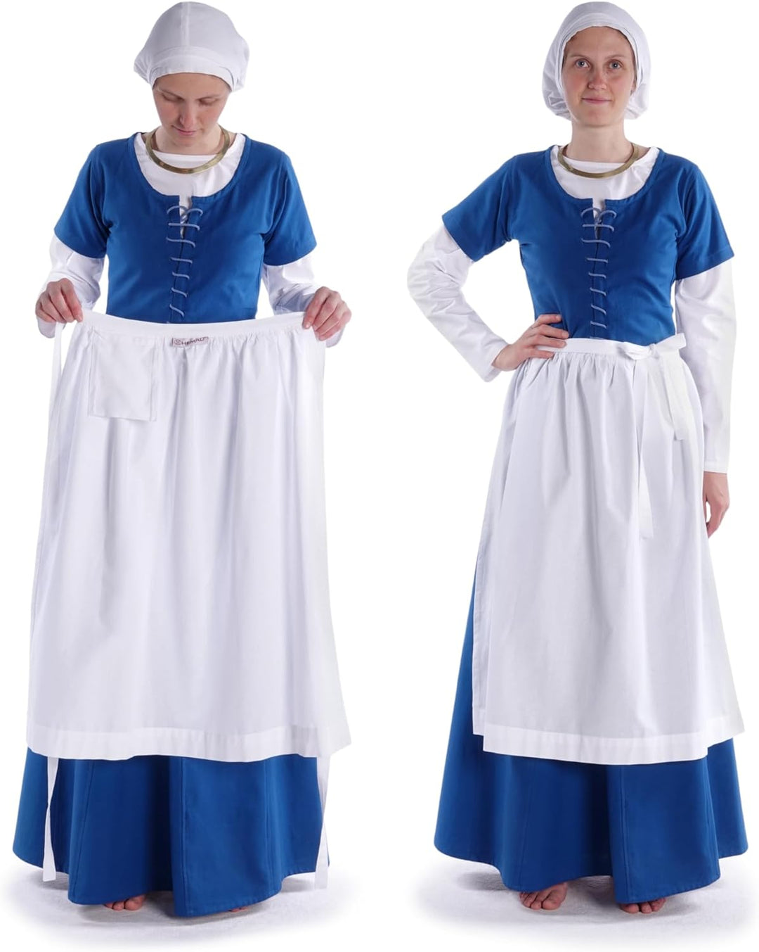 Mittelalter Schürze Baumwolle Modell: Repanse Weiss, Weiss