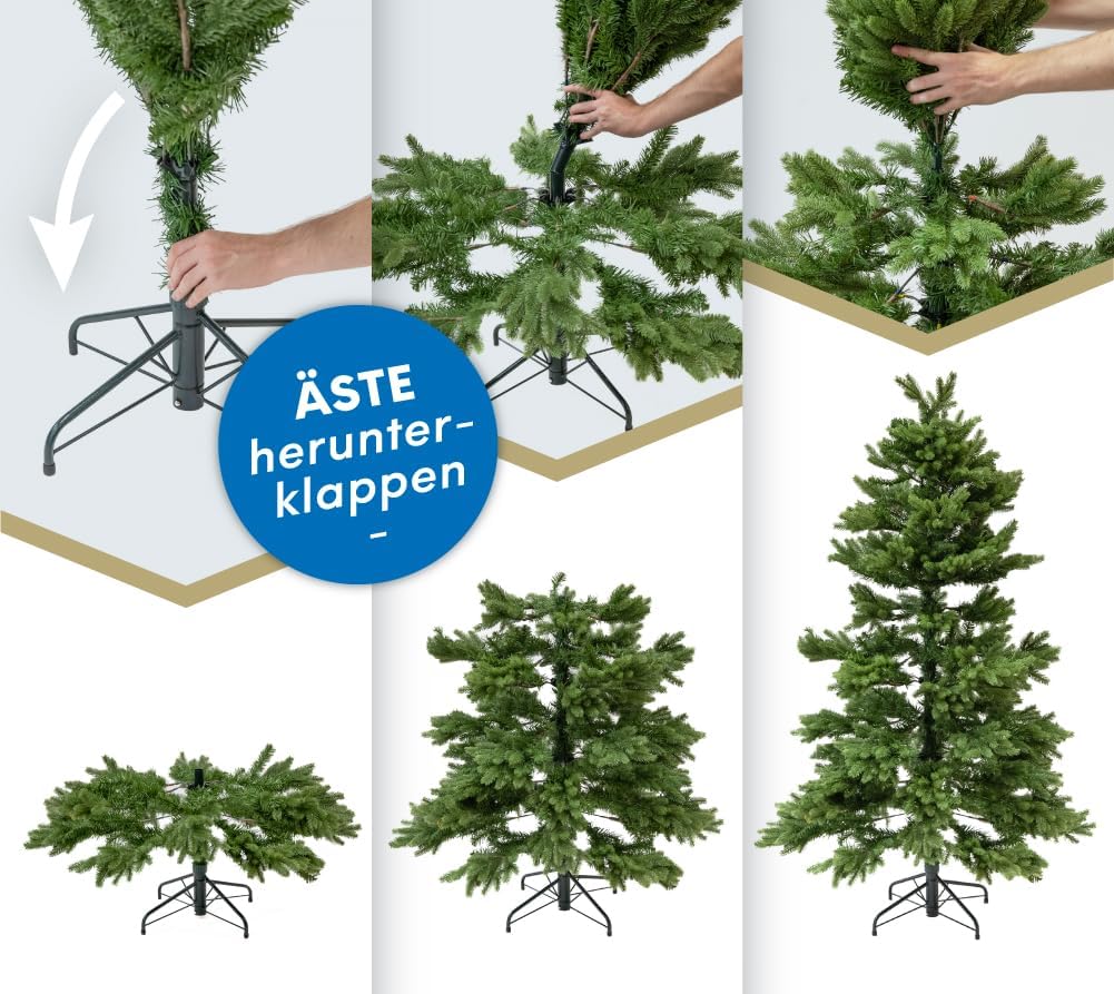 Evergreen Weihnachtsbaum 150 cm – naturgetreuer Tannenbaum, künstliche Kiefer mit Ständer – Christba