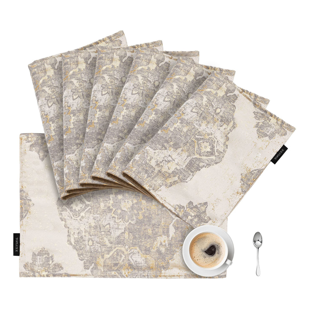 TOPLUXE Platzsets 6er Sets Jaquard Tischset Abwaschbar 30x45cm Platz-Matten für Esstisch Urlaub Part