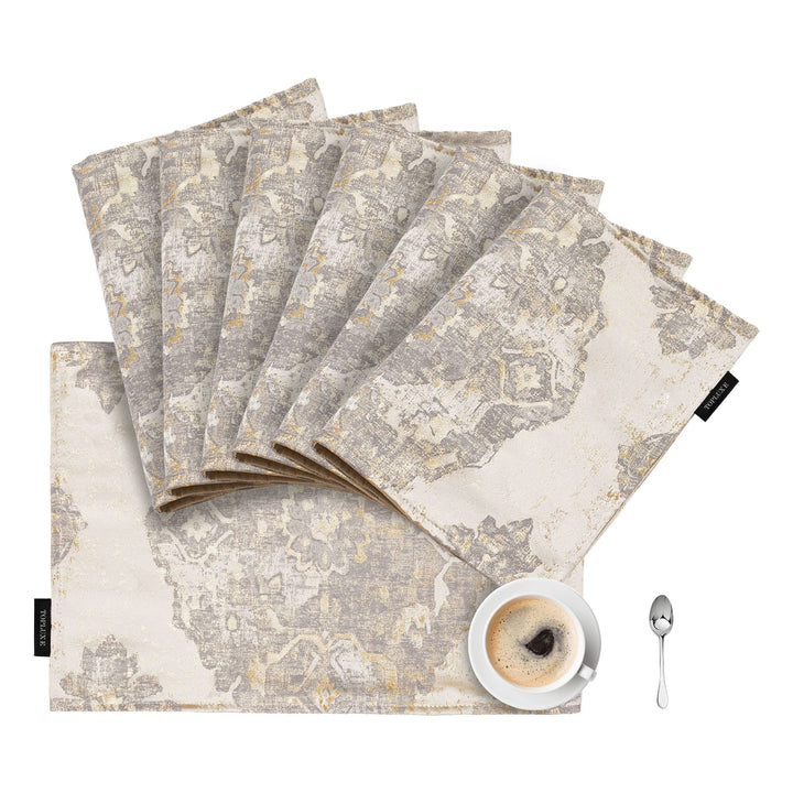 TOPLUXE Platzsets 6er Sets Jaquard Tischset Abwaschbar 30x45cm Platz-Matten für Esstisch Urlaub Part