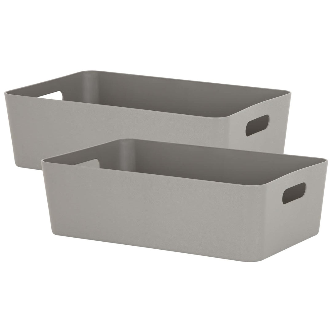 #11 2x Ordnungsbox - 12 cm hoch - taupe - 39,5x 25 cm - Ordnungskorb - Regalorganizer Wandregal 2 St