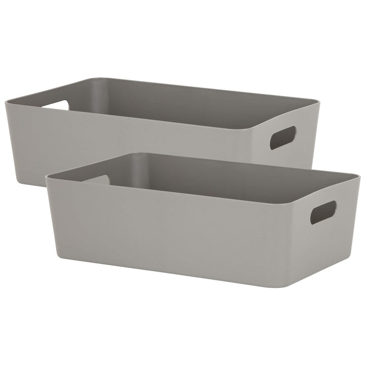 #11 2x Ordnungsbox - 12 cm hoch - taupe - 39,5x 25 cm - Ordnungskorb - Regalorganizer Wandregal 2 St