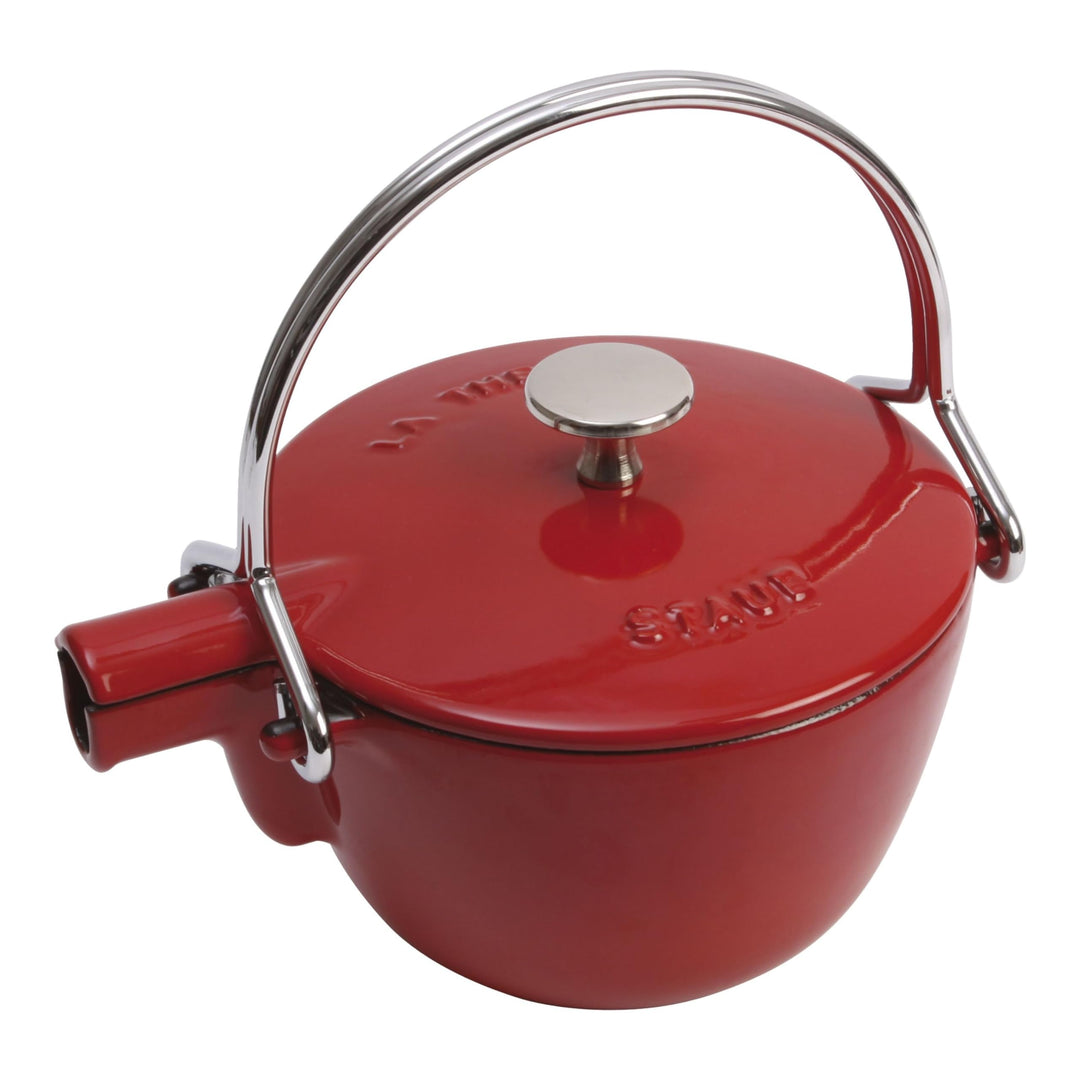 STAUB Teekanne/Wasserkessel, rund 16,5 cm, 1,15 L mit mattschwarzer Emaillierung Im Inneren des Kess