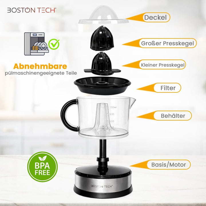 MasterJuicer: Saftpresse Elektrisch | 700 ml, Bidirektionale Rotation, 40W | 2 Kegel, BPA-frei, Trop
