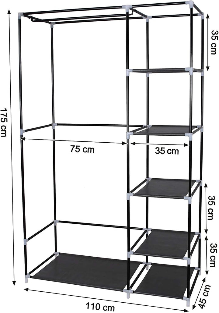 SONGMICS Stoffschrank, XL, Kleiderschrank, Faltschrank, Campingschrank mit Kleiderstange, 110 x 175