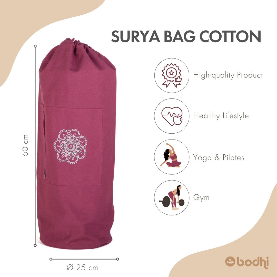 Bodhi SURYA BAG COTTON | Yogatasche gross für Schurwollmatten & Yogamatten | Tasche aus 100% Baumwol