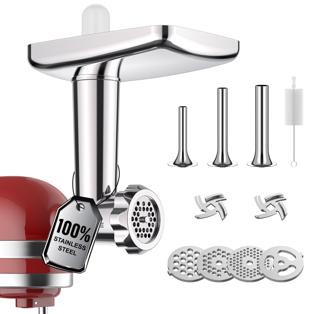 Edelstahl Fleischwolf Aufsatz für Kitchenaid Zubehör, Hohe Qualität Edelstahl Fleischwolf für Kitche