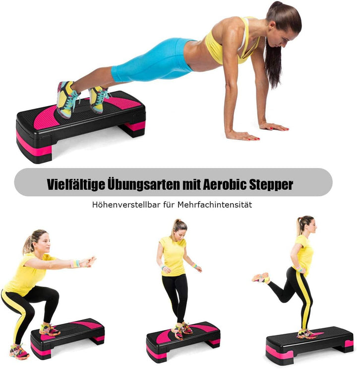 COSTWAY Höhenverstellbarer Aerobic Stepper mit Zwei Stufen von 10 cm und 15 cm, Steppbrett bis 250KG