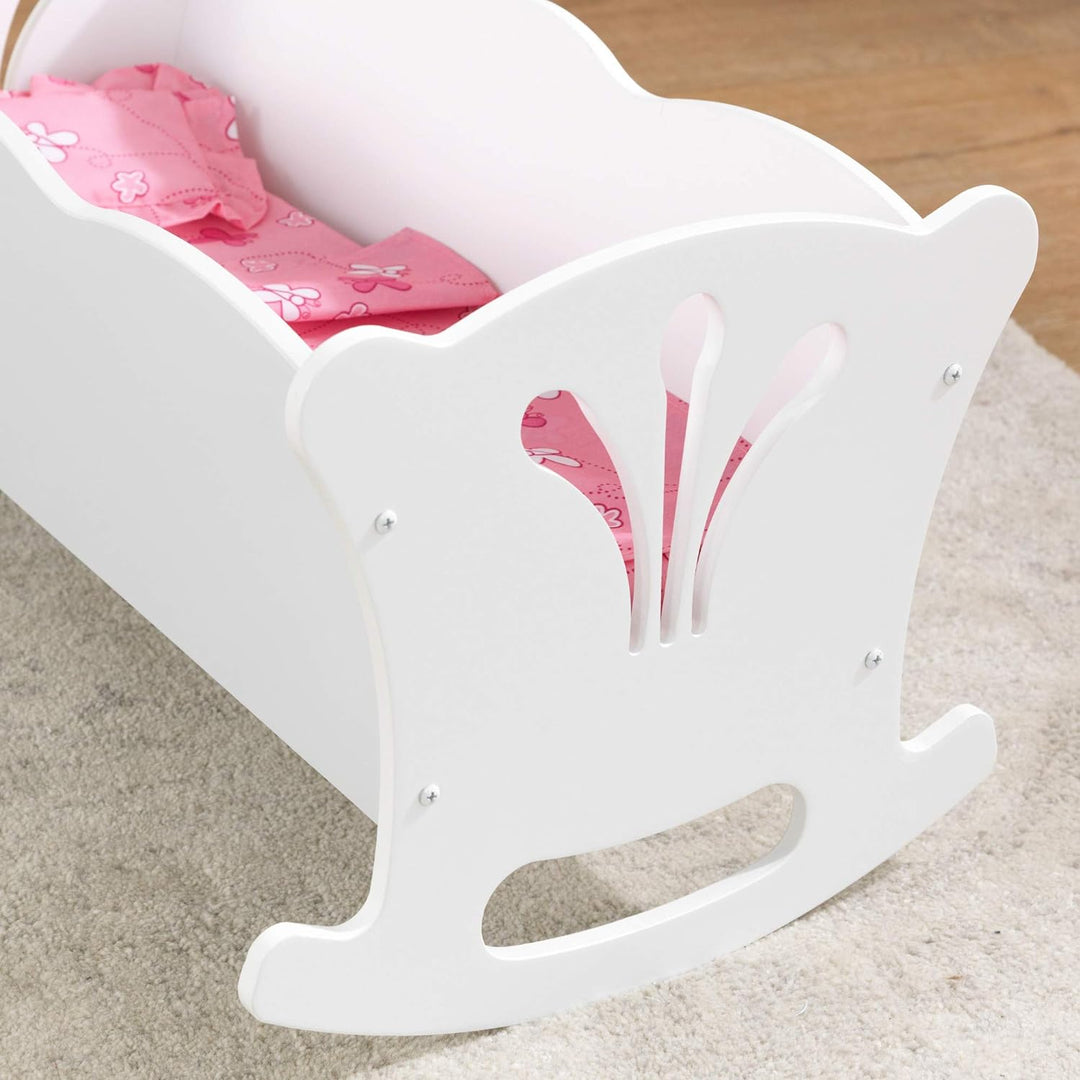 KidKraft Lil'Doll Puppenwiege aus Holz, Puppenbett für Baby Puppe, Puppen Zubehör, Spielzeug für Jun