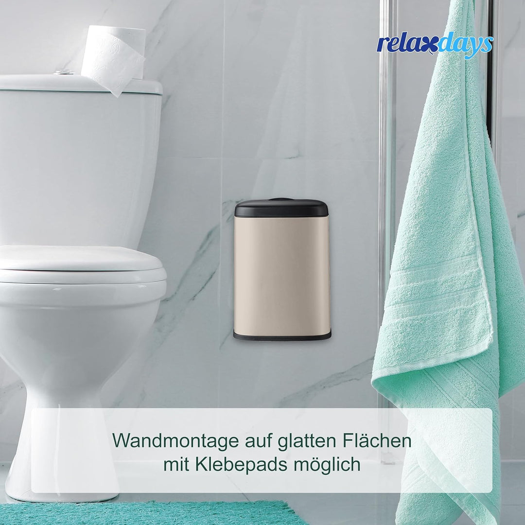 Relaxdays Mülleimer Wandmontage, 5 Liter, Einhängen oder Kleben, Inneneimer, Küchenabfalleimer, Badm