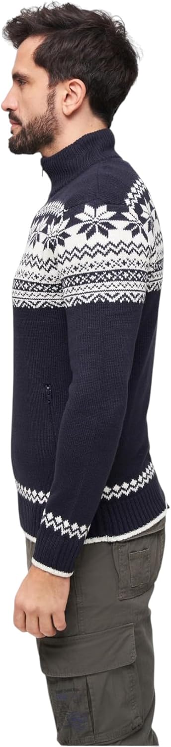 Brandit Herren Cardigan Norweger Strickjacke, Blau