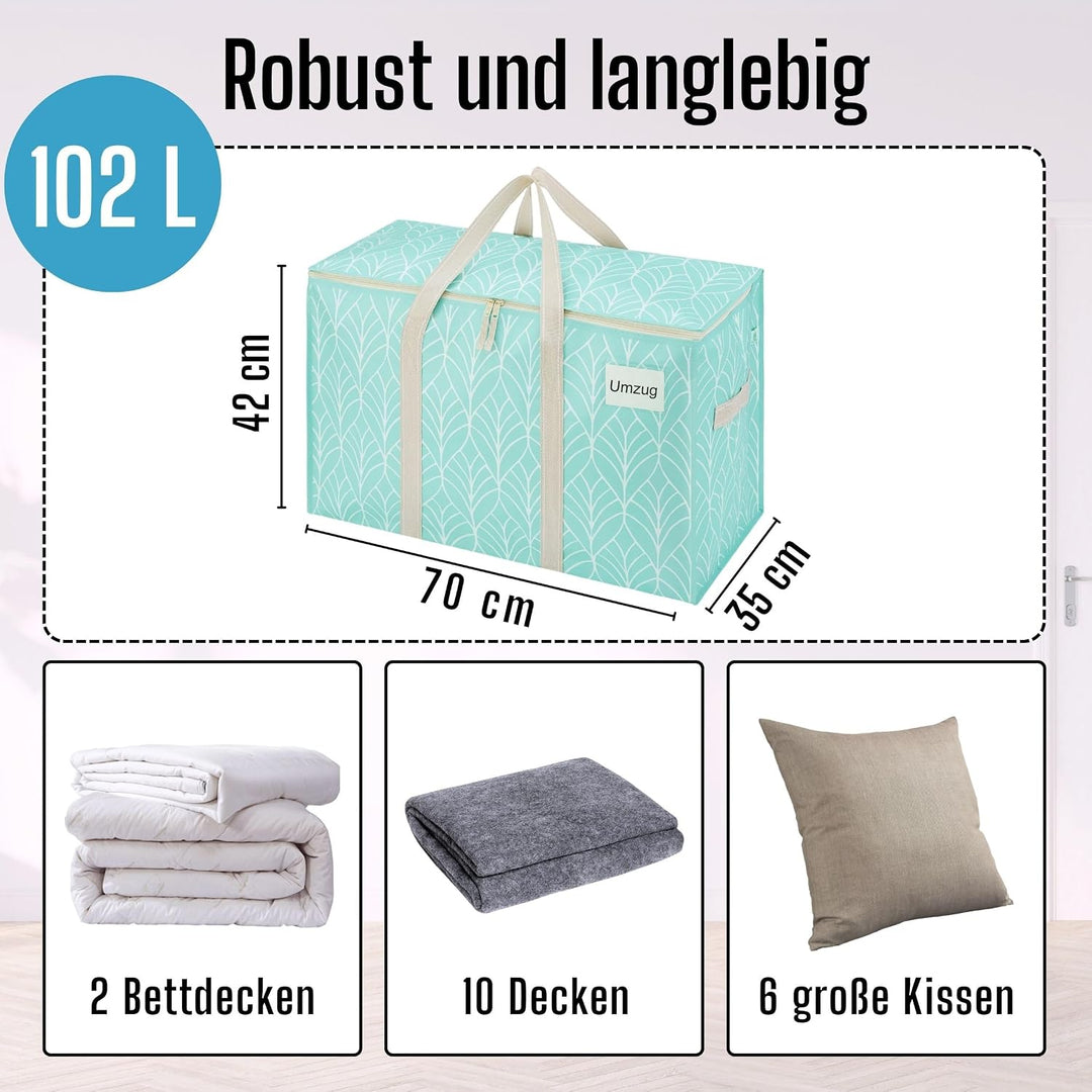 VENO 102 Liter Grosse Aufbewahrungstasche, Aufbewahrungsbox mit Deckel, Starke Griffe Umzugstaschen