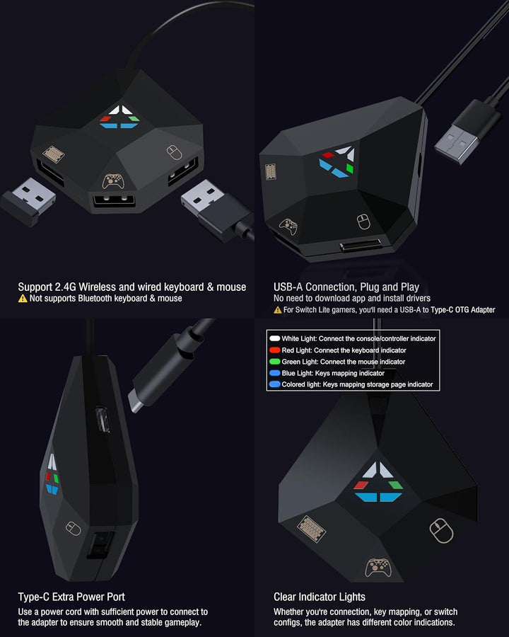 Joso Tastatur- und Mausadapter für NS Witch, Xbox One X/S, PS4, Switch Tastaturadapter zum Abspielen