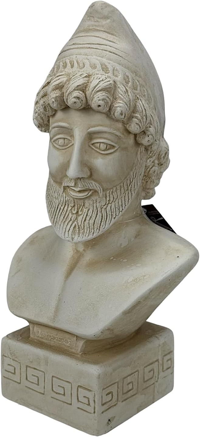 Odysseus Griechischer König von Ithaca Büste Trojan Kriegshelden Steinguss Statue Skulptur