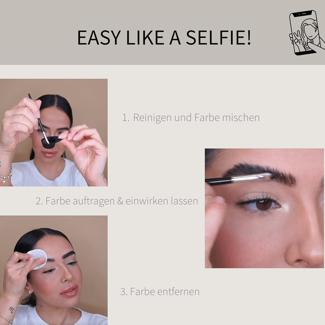 fleeky Tint Kit Light Brown - DIY Set fürs Färben von Gesichtshärchen wie Augenbrauen, Barthaaren et