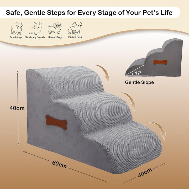 Hundetreppe für kleine Hunde, 3 Stufen Haustiertreppe für Bett &amp; Sofa, 40 cm hohe Tiertreppe für Wel