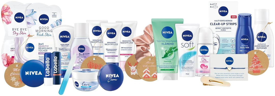 NIVEA Adventskalender 2022 für 24 einzigartige Verwöhnmomente, Weihnachtskalender mit ausgewählten P