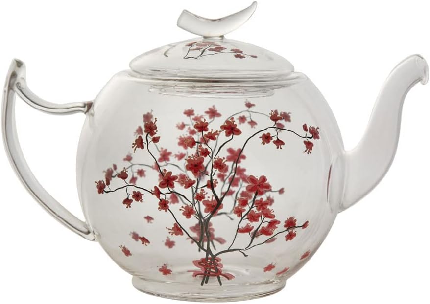 Dekomiro TeaLogic Teeservice Glas Tekanne mit 2 Teegläsern 0,35 l aus der Serie Cherry Blossom mit G