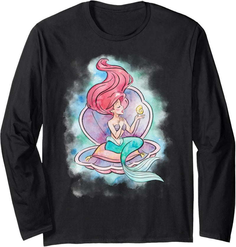 Disney The Little Mermaid Ariel Singing Watercolor Profile Langarmshirt